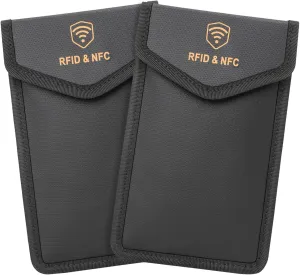 Faraday Bags for Phones 2-Pack,Anti-Theft Tracking Faraday Bag,Fireproof and Waterproof,5.1 x 8.1 inches,Used on Mobile Phones, Credit Cards (2 Pack, 5.1 * 8.1 inches)