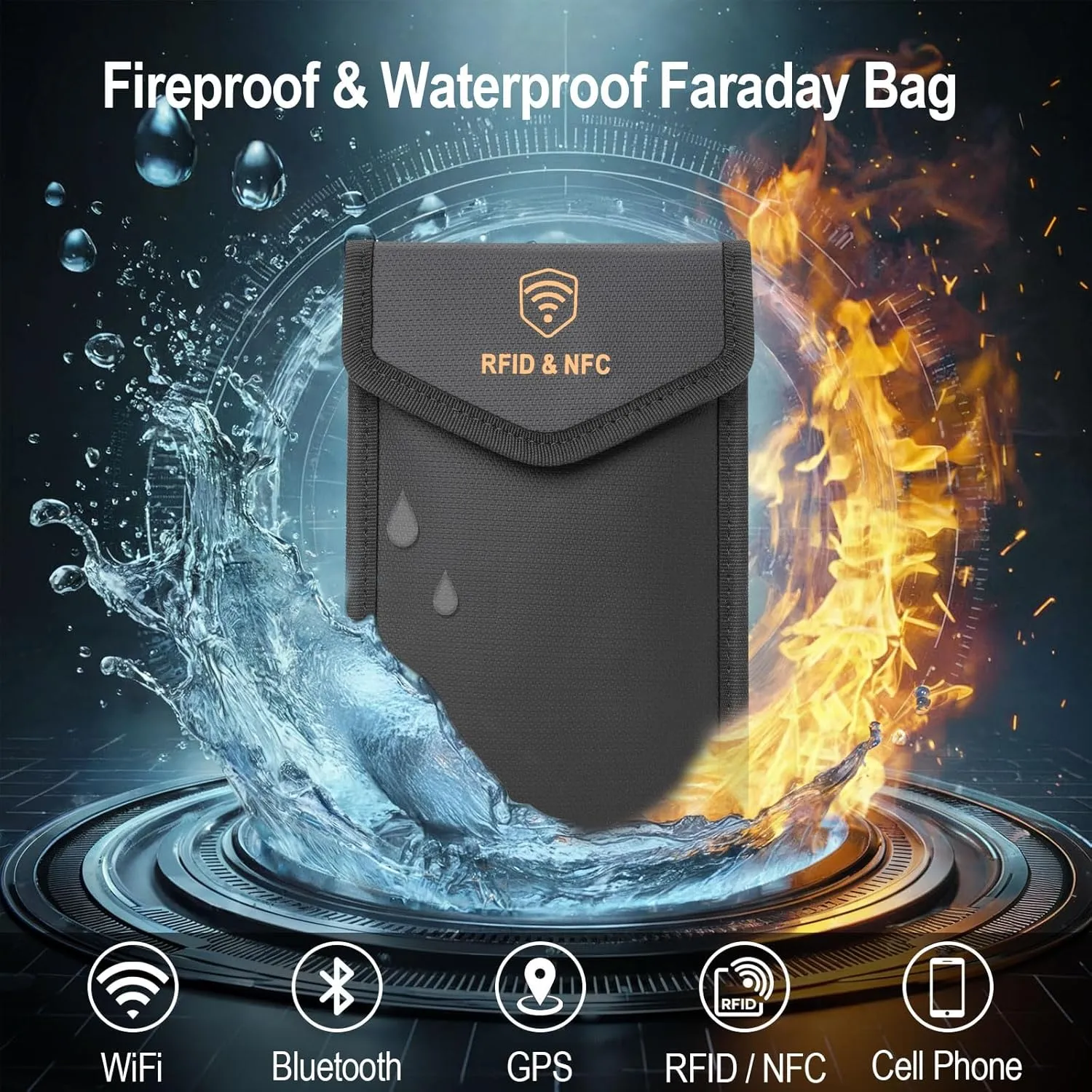Faraday Bags for Phones 2-Pack,Anti-Theft Tracking Faraday Bag,Fireproof and Waterproof,5.1 x 8.1 inches,Used on Mobile Phones, Credit Cards (2 Pack, 5.1 * 8.1 inches)
