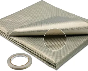 Faraday Fabric,Faraday Cloth 43.3"x72" Material Protection Nickel Copper Fabric Kit with Faraday Conductive Tape for DIY Faraday Cage,Box,Clothes,Curtains