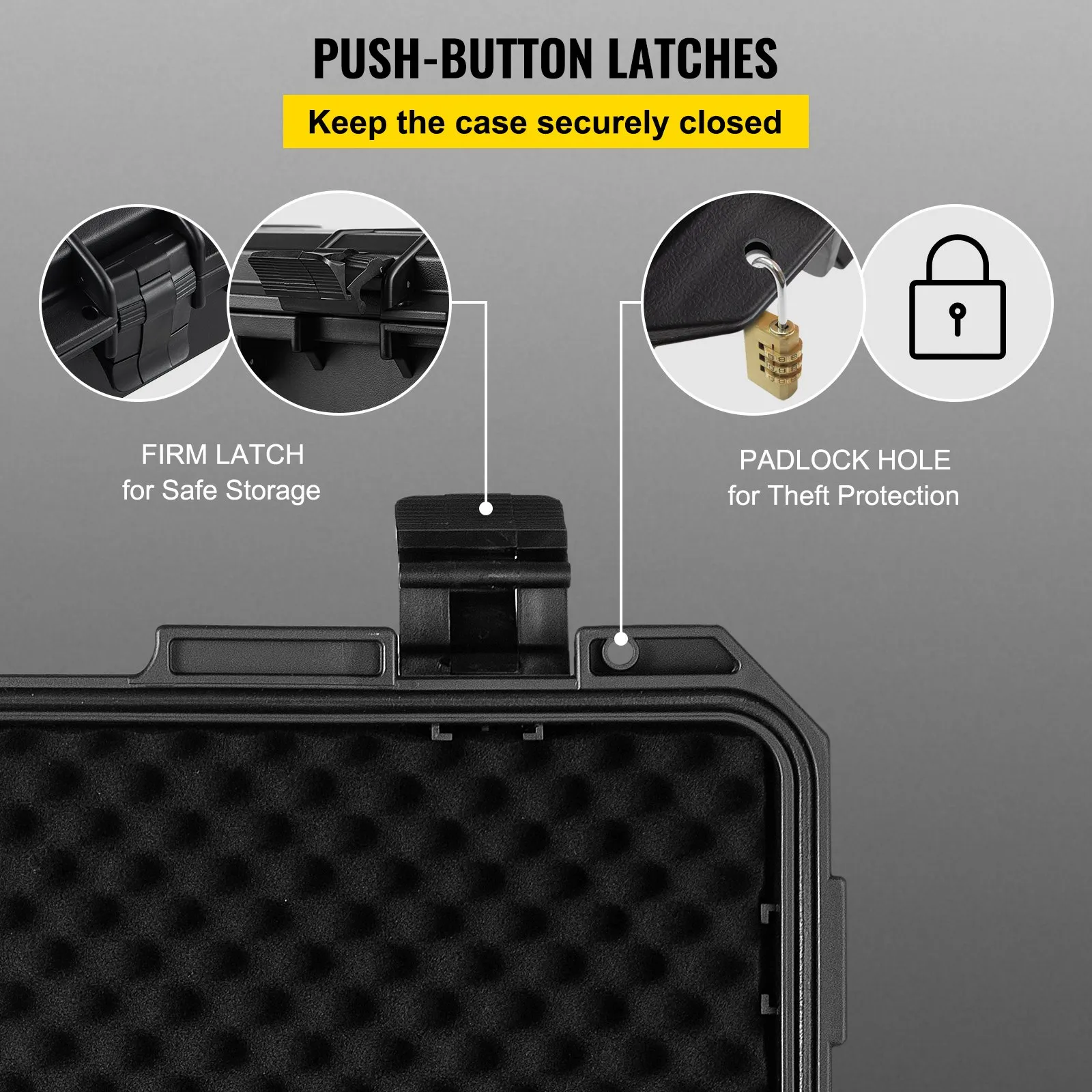 (FINAL PRICES ARE LOWER ON OUR SITE!) VEVOR Waterproof Hard Case, 19 x 14 x 5 Inches, with Customizable Foam, Portable Protective Hard Camera Case, Shockproof for Laptop, Pistol, Camera, and More, Black