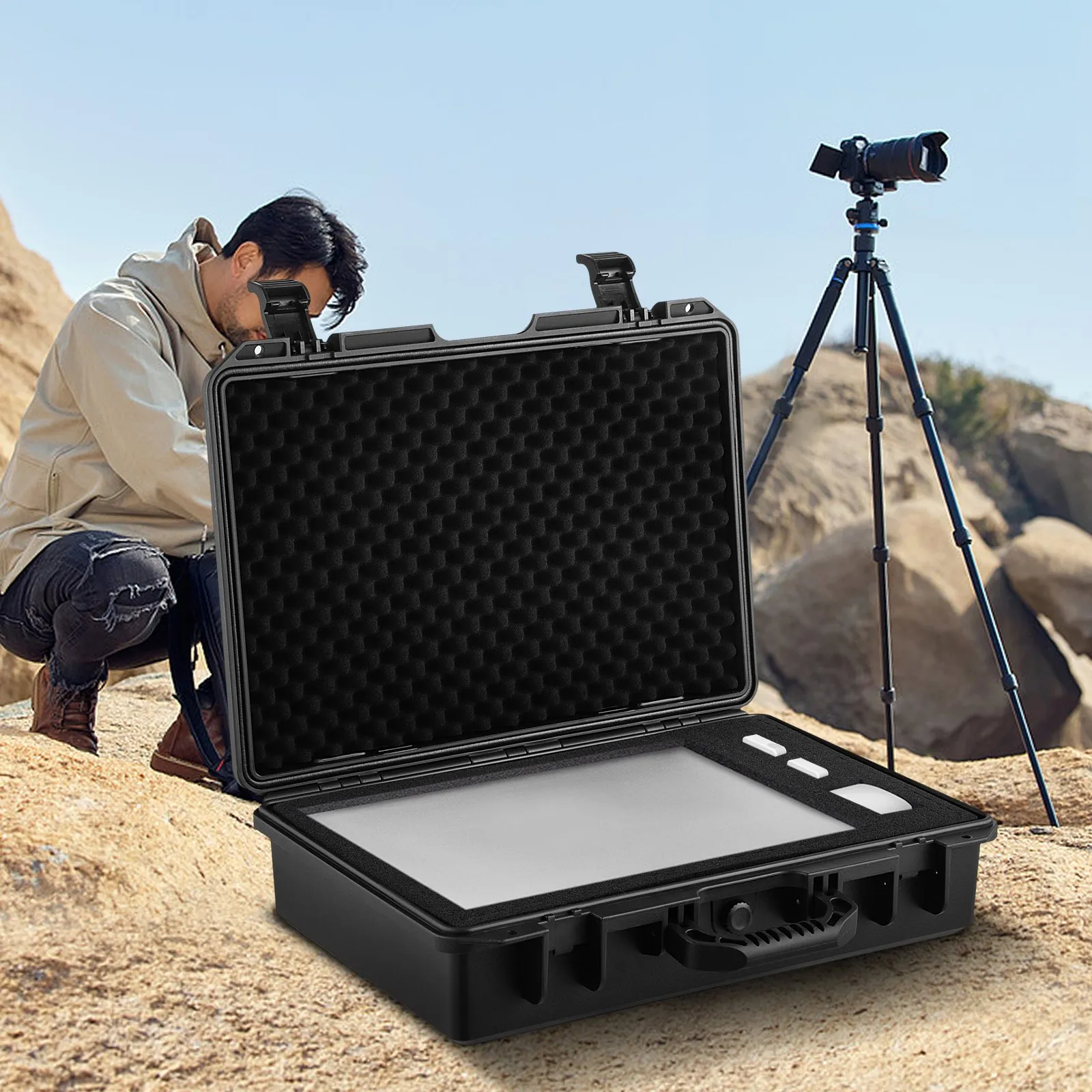 (FINAL PRICES ARE LOWER ON OUR SITE!) VEVOR Waterproof Hard Case, 19 x 14 x 5 Inches, with Customizable Foam, Portable Protective Hard Camera Case, Shockproof for Laptop, Pistol, Camera, and More, Black