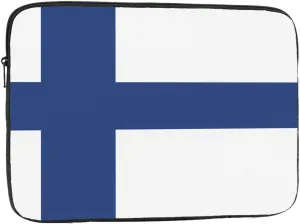 Finnish Flag Prints Shockproof Portable Laptop Sleeve Bag 15 inch for Men and Women Business Travel, Office Daily Use