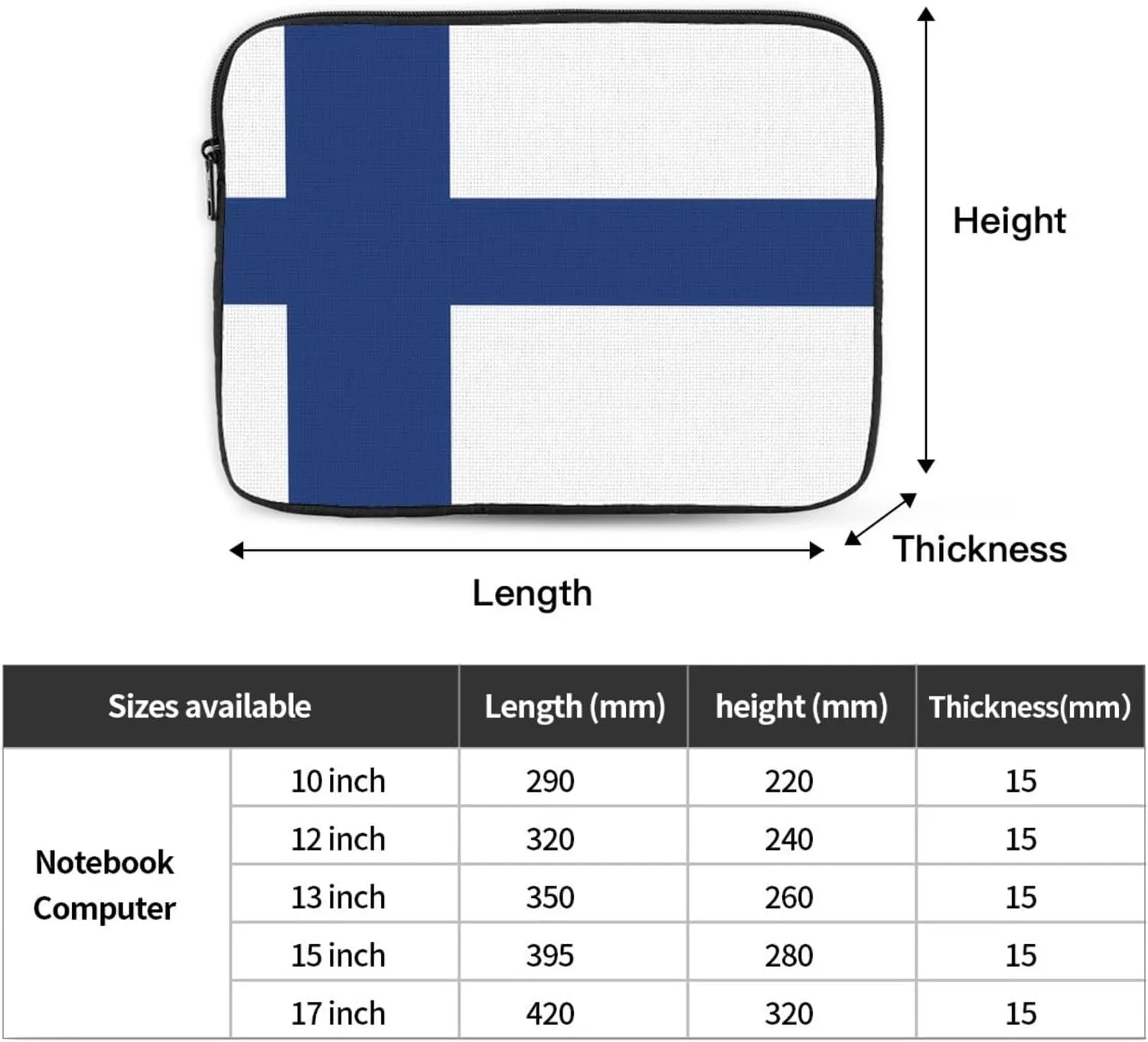 Finnish Flag Prints Shockproof Portable Laptop Sleeve Bag 15 inch for Men and Women Business Travel, Office Daily Use