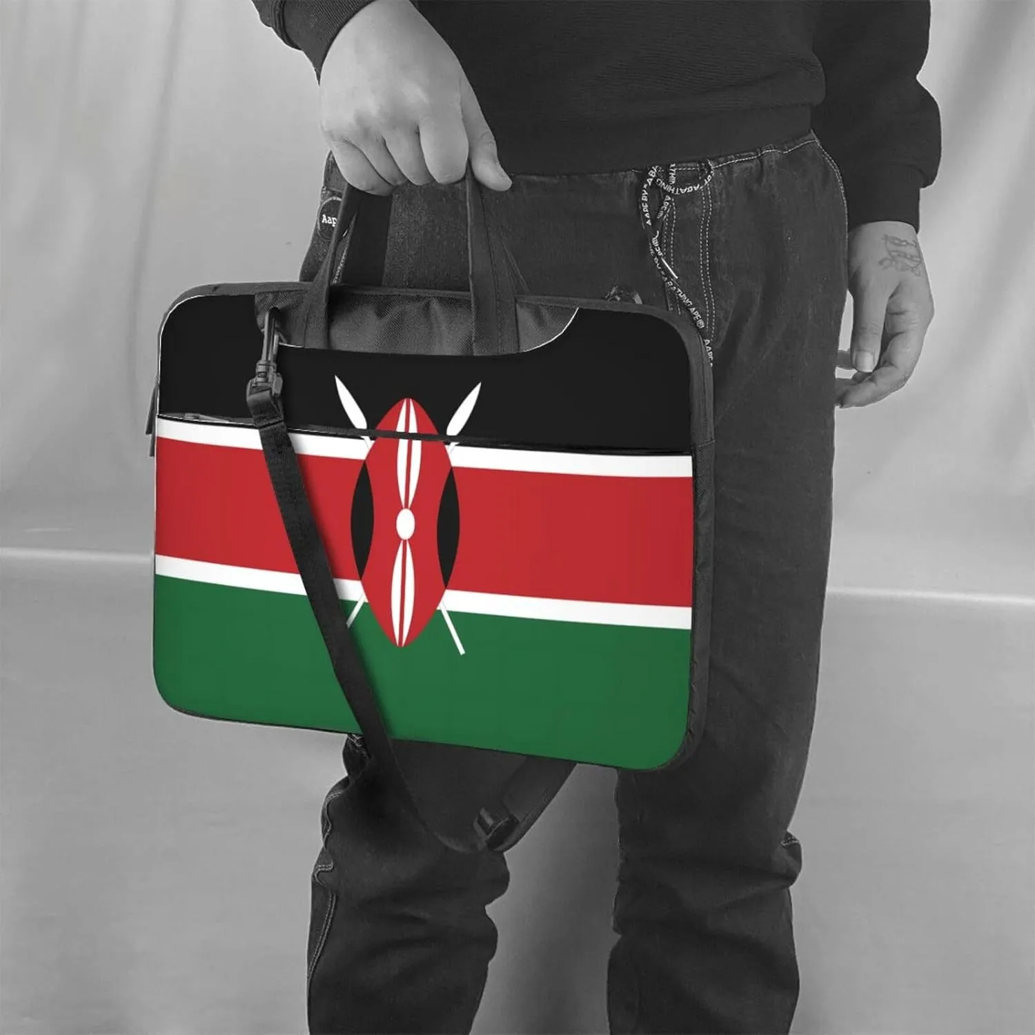 Flag of Kenya Prints Laptop Bag - with Soft Interior, Multiple Pockets - Ideal for Men, Travel and Business