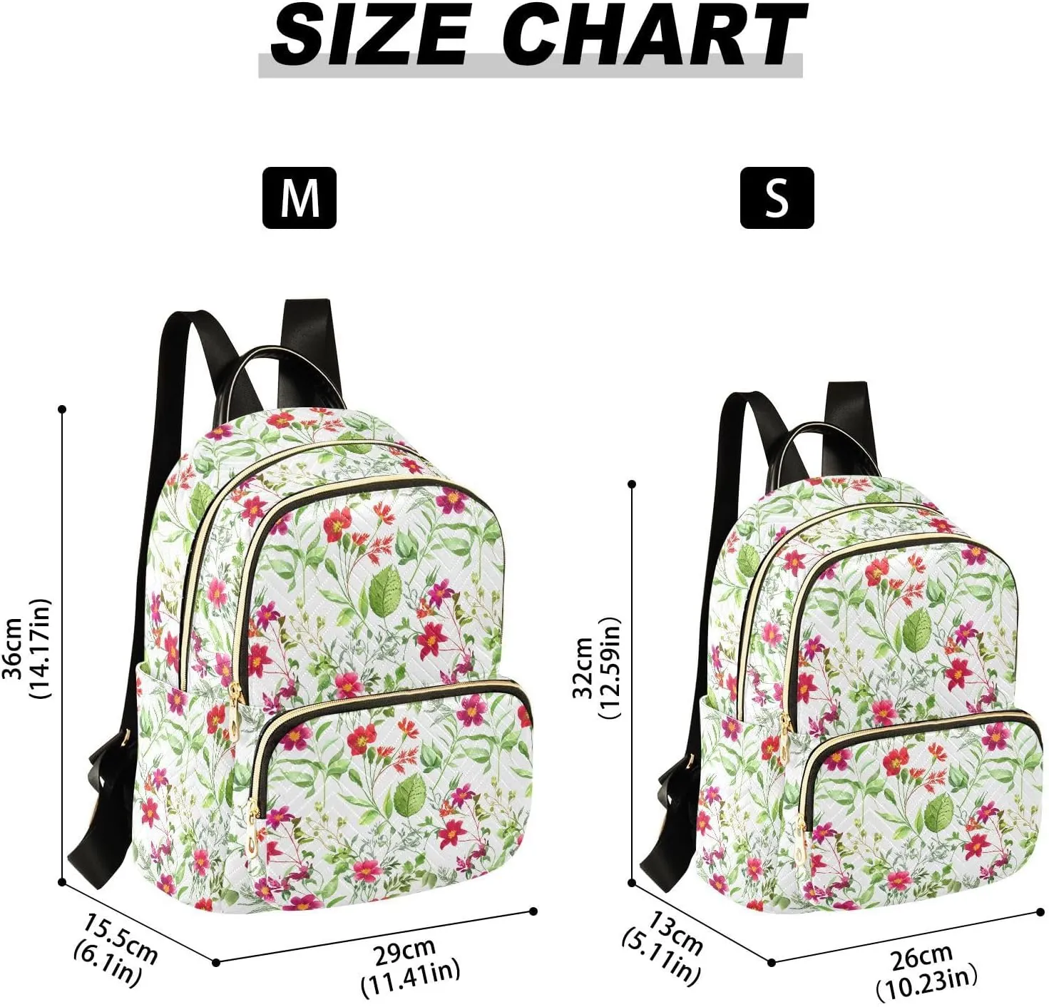Flower Foliage White Backpack Purse for Women Fashion Backpack Handbags with Anti-theft Back for Women School M