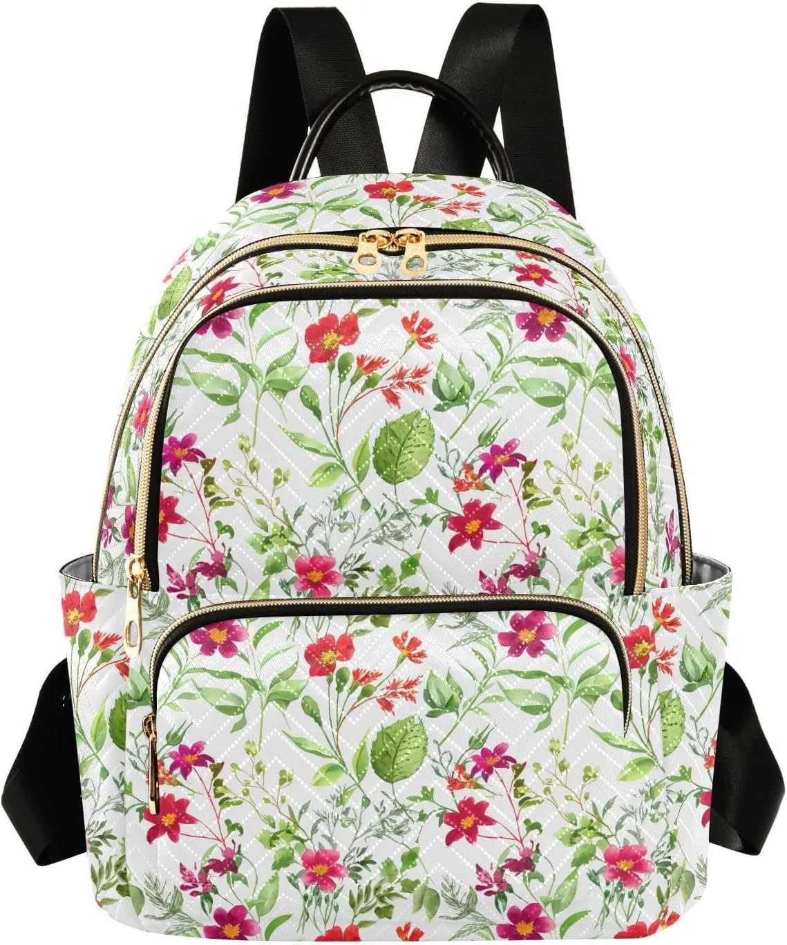 Flower Foliage White Backpack Purse for Women Fashion Backpack Handbags with Anti-theft Back for Women School M