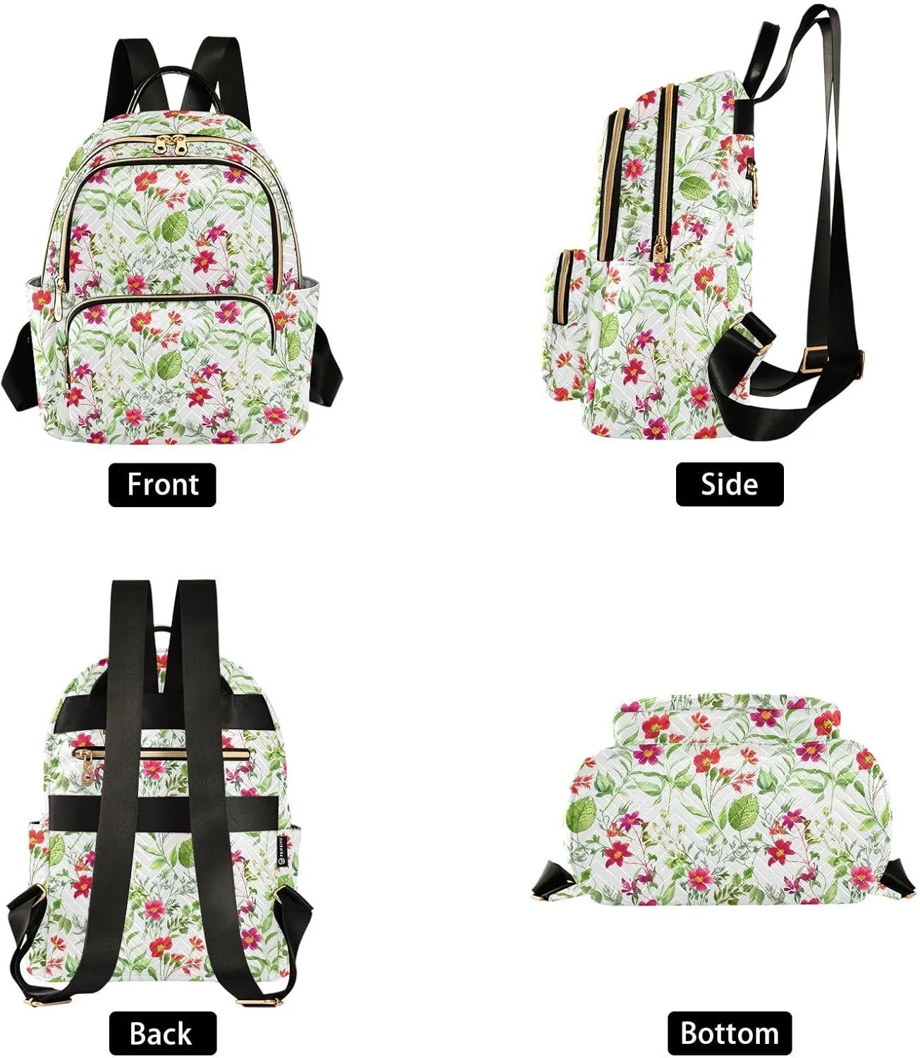 Flower Foliage White Backpack Purse for Women Fashion Backpack Handbags with Anti-theft Back for Women School M