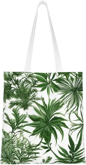 Flowering Herbs And Herbaceous Plants Canvas Aesthetic Tote Bag Unisex Beach Bag Shopping Bags Shoulder Bag Reusable Grocery Bags