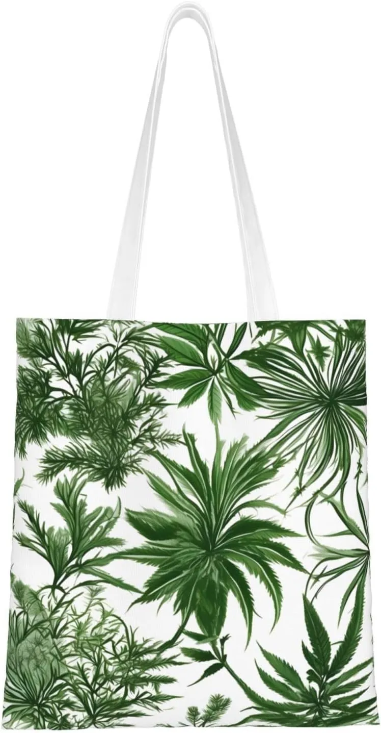 Flowering Herbs And Herbaceous Plants Canvas Aesthetic Tote Bag Unisex Beach Bag Shopping Bags Shoulder Bag Reusable Grocery Bags