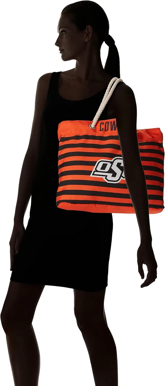 FOCO NCAA College Team Logo Nautical Stripe Tote Beach Bag