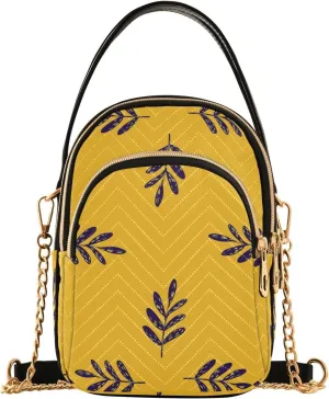 Foliage Branches Yellow Small Women's Crossbody Purse, Shoulder Bag for Women Handbags Cell Phone Purse