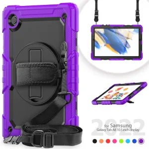 For Samsung Galaxy Tab A8 10.5 Case 2021 X200 X205 X207 360 Rotatable Hand Strap Kickstand Tablet Protective Cover gifts