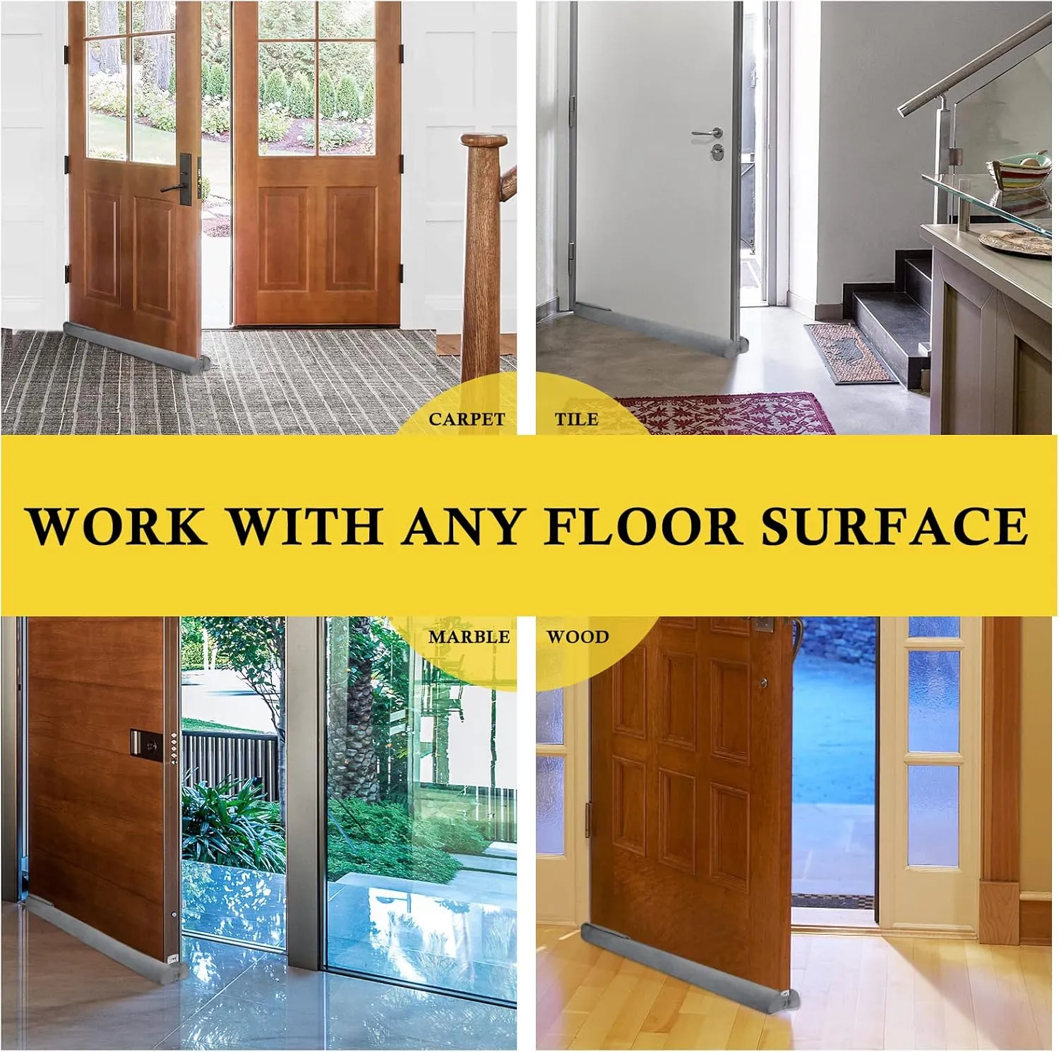 fowong Door Draft Stopper 36" Adjustable Under Door Draft Stopper Soundproofing 30 Inch to 36 Inch Triangle Noise Blocker Seal Large Gap up to 1.7", Easy to Install Grey