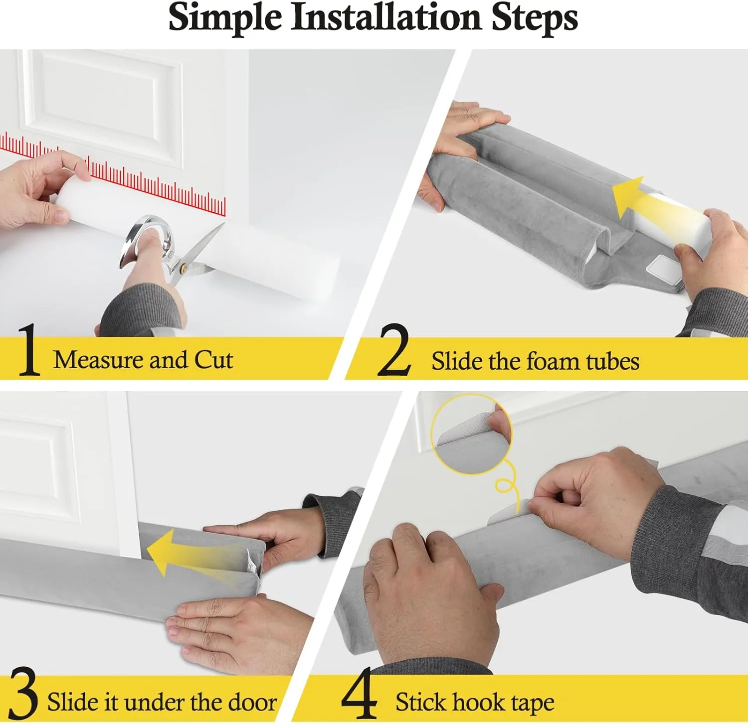 fowong Door Draft Stopper 36" Adjustable Under Door Draft Stopper Soundproofing 30 Inch to 36 Inch Triangle Noise Blocker Seal Large Gap up to 1.7", Easy to Install Grey