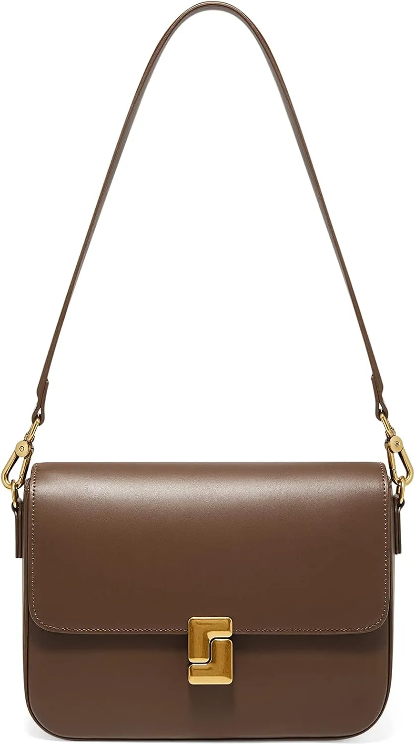 FOXLOVER Shoulder Bag for Women Fashion Crossbody Bag Flap Satchel Handbags Square Leather Shoulder Purse