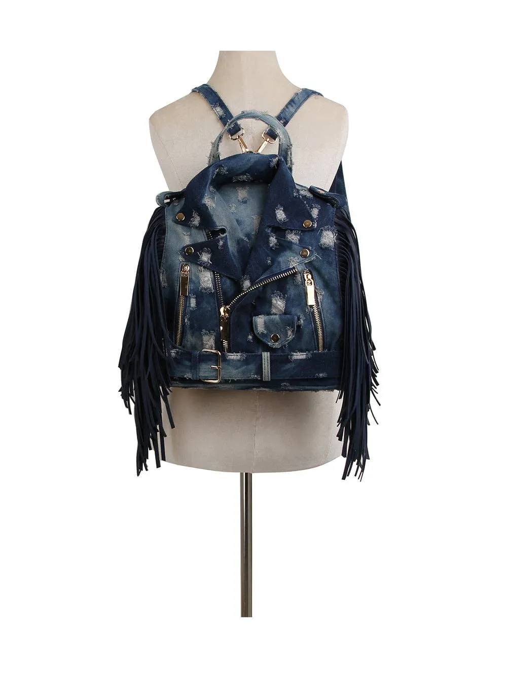 Fringe Motorcycle Jacket Backpack Handbag Factory Corp (Brown)