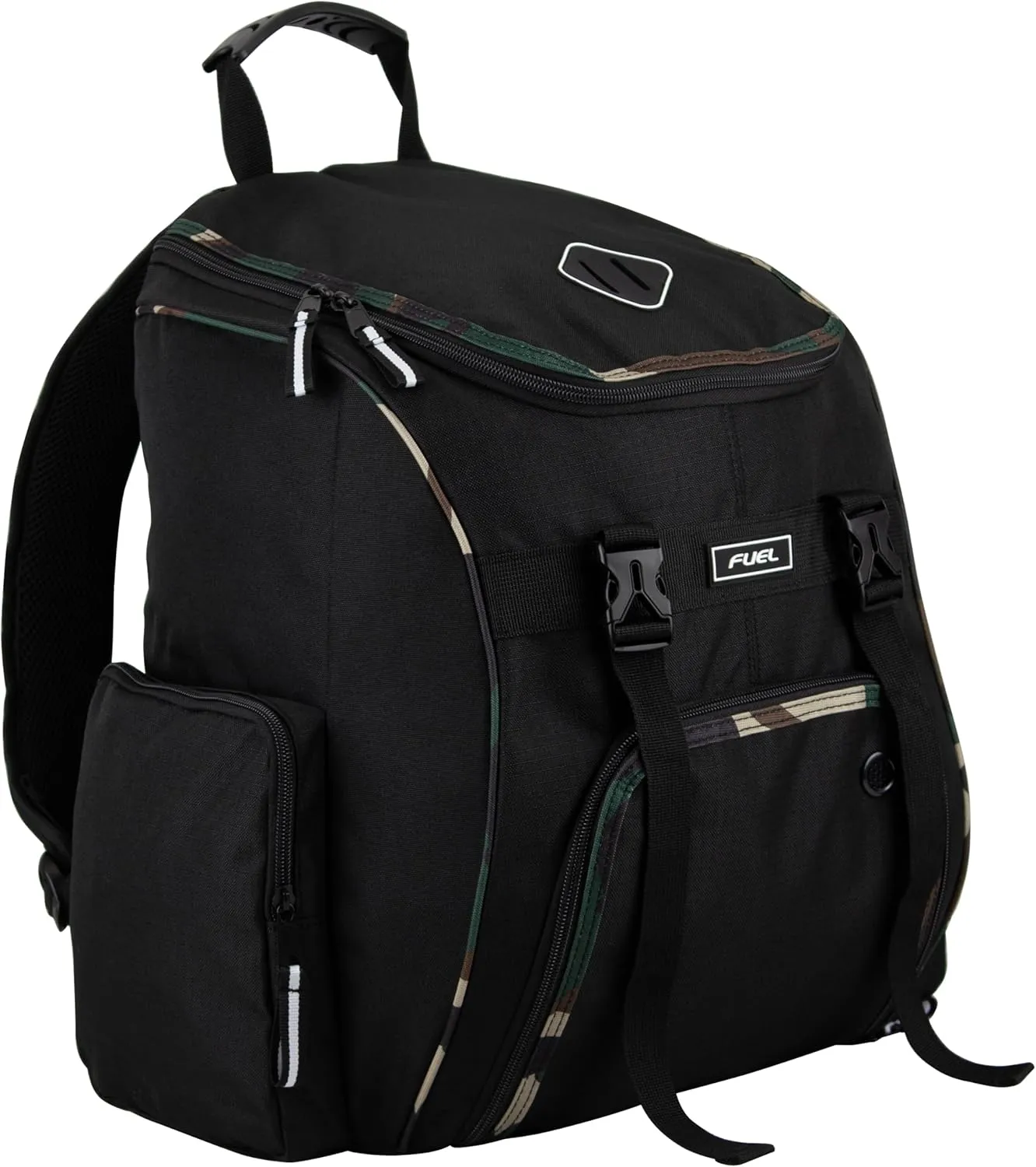 FUEL Oversized Wide Mouth Backpack with Multiple Compartments, Large Storage for Hiking, Work, Classroom, and Traveling - Camo Trim
