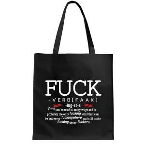 Fun Verb Definition Gag Gift Ideas Coworkers and Friends Christmas and Birthday Black Multicolor Canvas Tote Bag