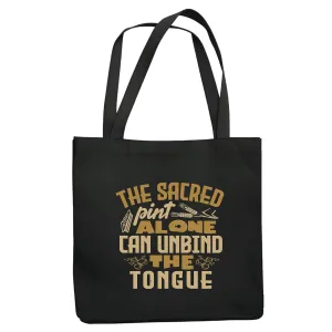 Funny Gift for Beer and Wine Lover Sacred Pint Unbinds Tongue Navy Black Multicolor Canvas Tote Bag
