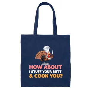 Funny Thanksgiving Animal Welfare for Turkey Lovers Navy Black Multicolor Canvas Tote Bag