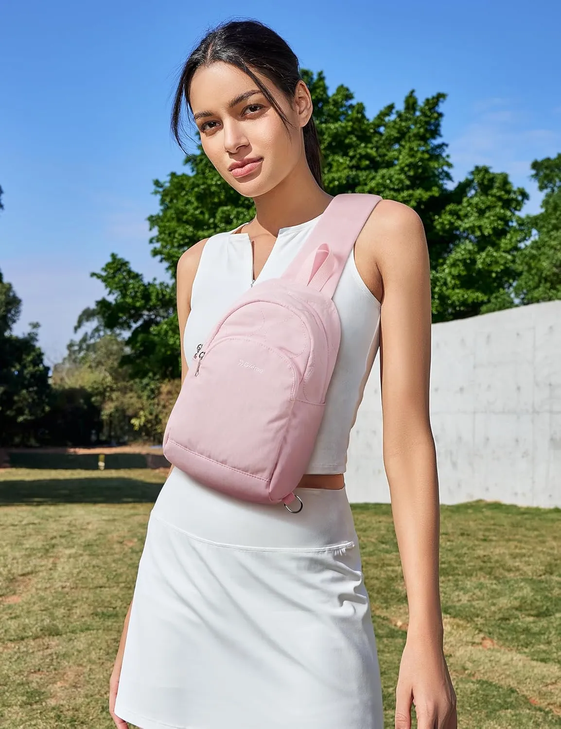 G4Free Crossbody Bag for Women Casual Sling Backpack Fashionable Shoulder Chest Fanny Packs Pink