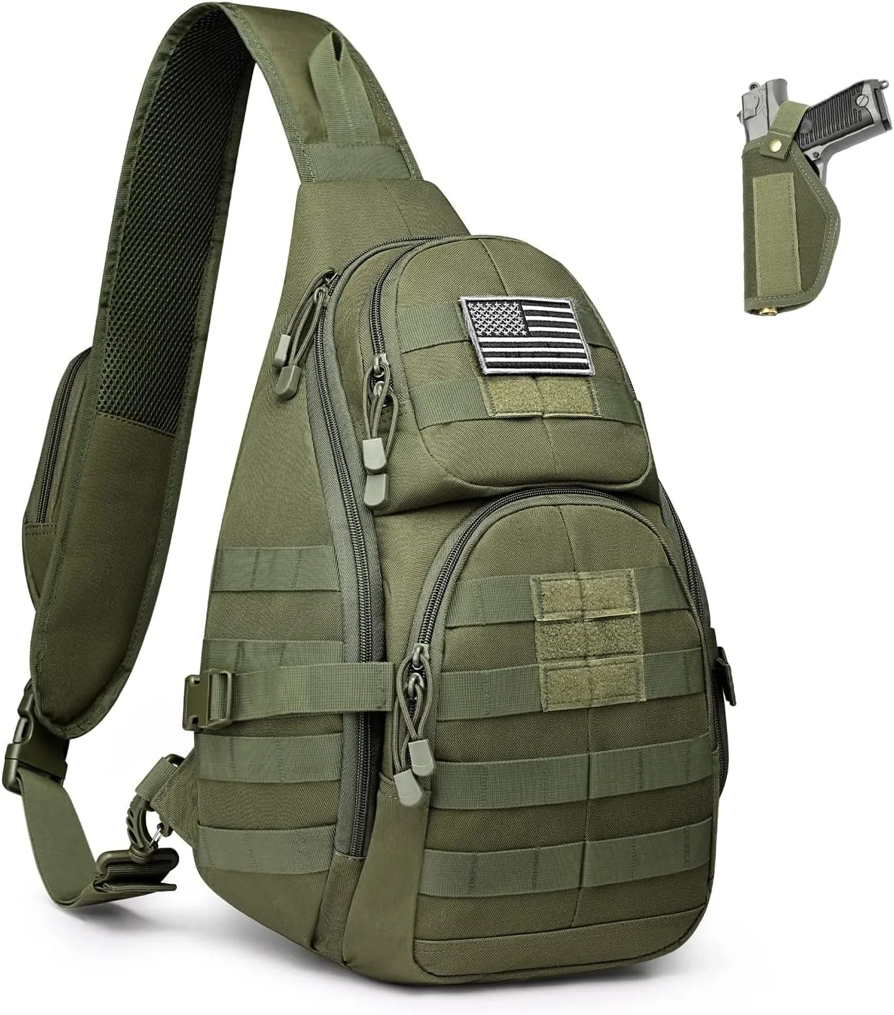 G4Free Tactical EDC Sling Backpack, Military Rover Shoulder Sling Bag Pack with Pistol Holster for Concealed Carry