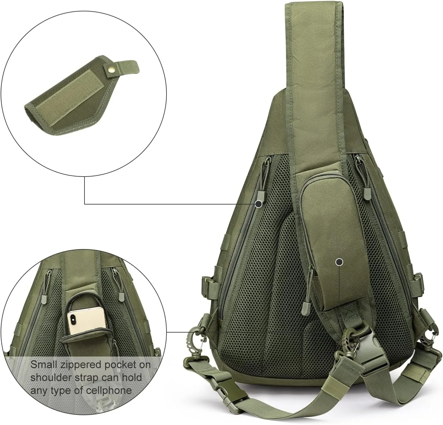 G4Free Tactical EDC Sling Backpack, Military Rover Shoulder Sling Bag Pack with Pistol Holster for Concealed Carry