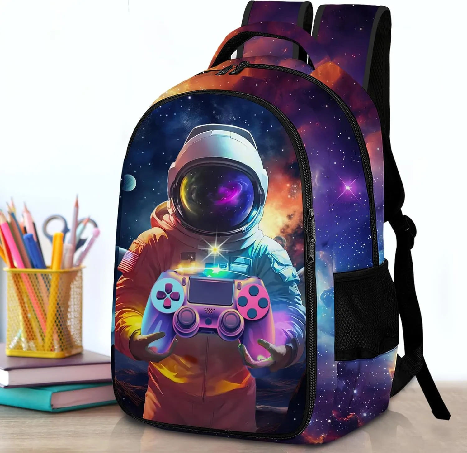 Game Backpack Set for Boys, Gaming Backpack 3 Pack, Boy Backpack Lunch Box, and Pencil Bag for Kids Teens Elementary Middle School， Large Capacity Game School Bag 17" Travel Back Pack