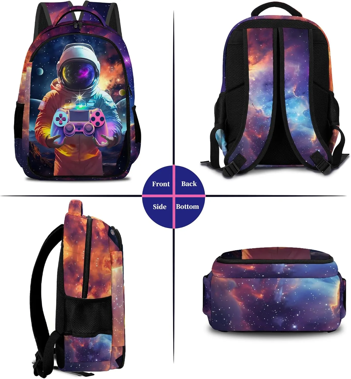 Game Backpack Set for Boys, Gaming Backpack 3 Pack, Boy Backpack Lunch Box, and Pencil Bag for Kids Teens Elementary Middle School， Large Capacity Game School Bag 17" Travel Back Pack