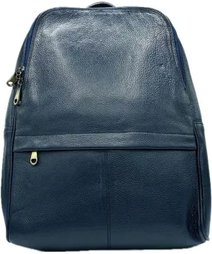 Genuine Leather Backpack Multifunctional Daypack Work Shopping Travel Leisure Everyday Bag (Dark Blue)