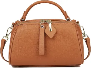 Genuine Leather Boston Bags for Women, Crossbody Bags Vintage Top Handle Satchels for Ladies with a adjustable Strap