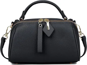 Genuine Leather Boston Bags for Women, Crossbody Bags Vintage Top Handle Satchels for Ladies with a adjustable Strap