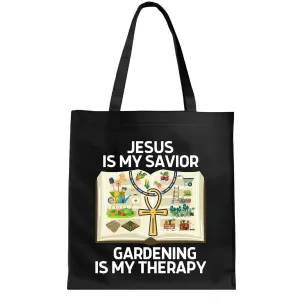 Get Religion Based Gardening Gift For Jesus Loving Gardeners Farmers Black Multicolor Canvas Tote Bag
