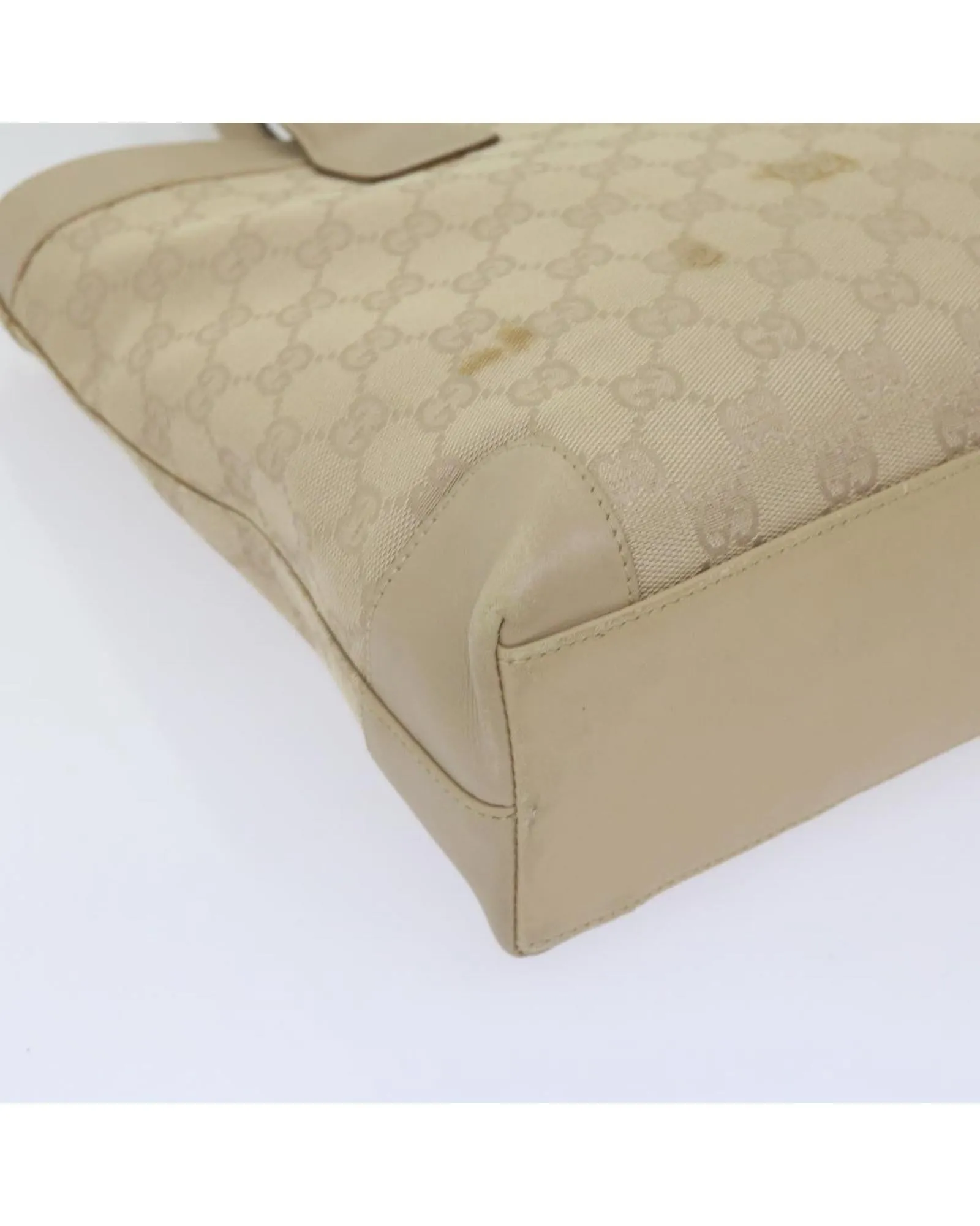 GG Plus Tote Beige Canvas Leather