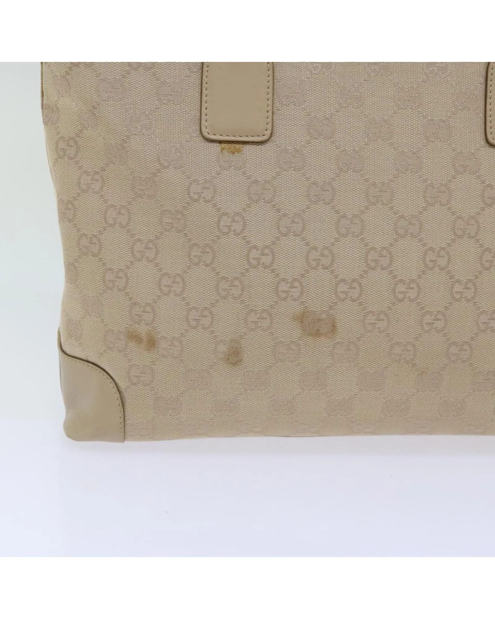 GG Plus Tote Beige Canvas Leather