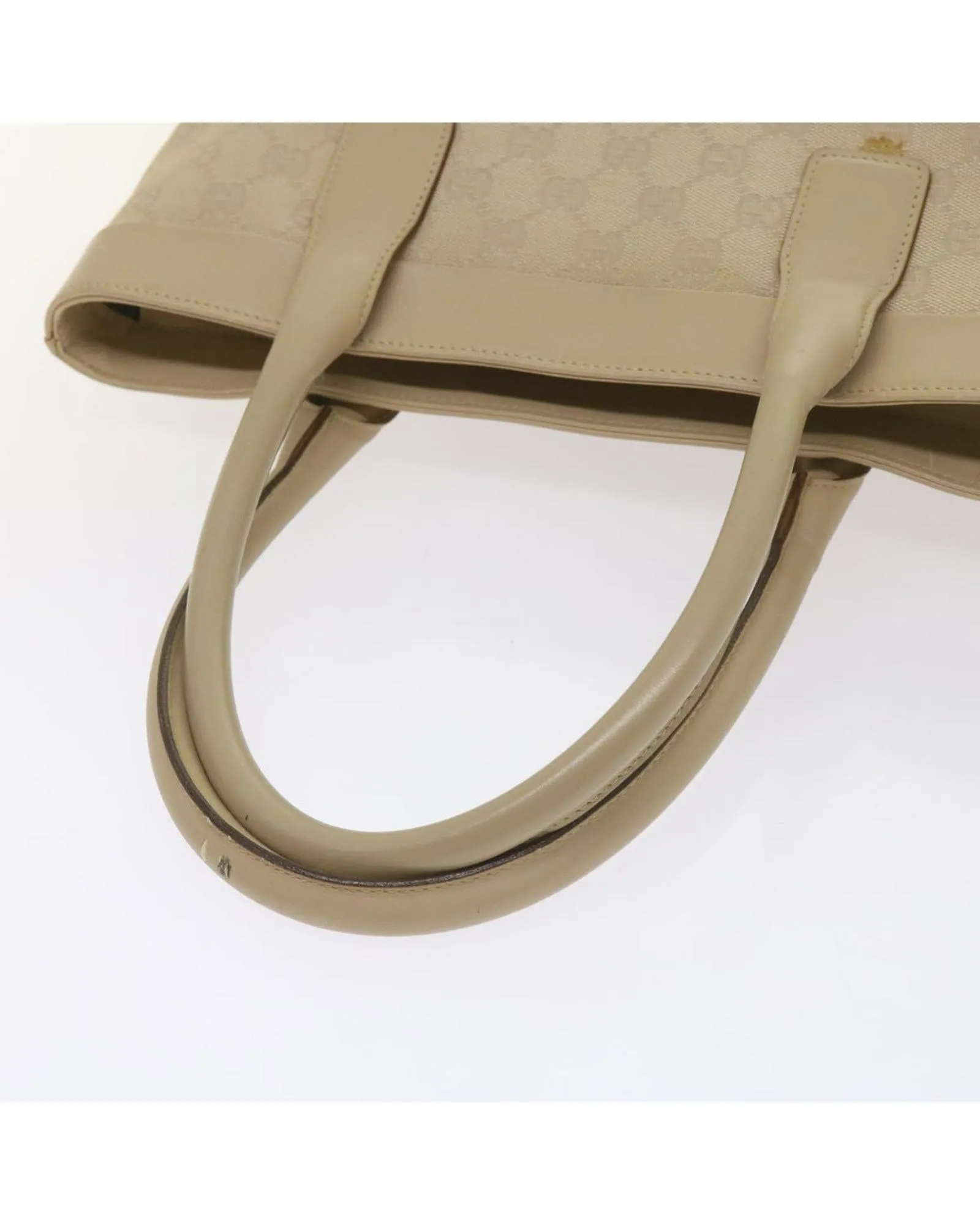 GG Plus Tote Beige Canvas Leather