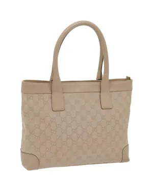 GG Plus Tote Beige Canvas Leather