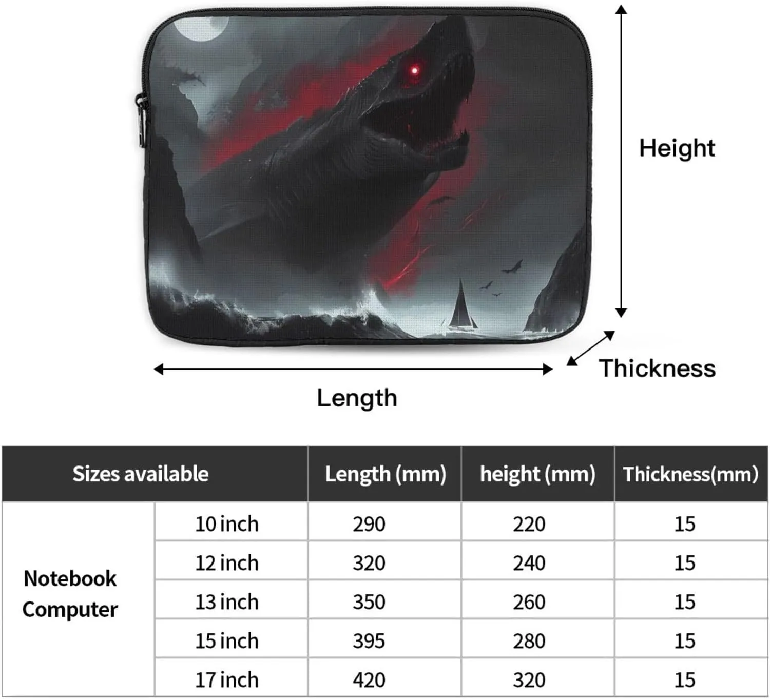 Giant Shark In The Sea Laptop Inner Bag Laptop Sleeve Case Briefcase Carrying Laptop Cover