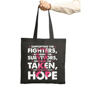 Gift for Cancer Fighters and Survivors Show Your Support and Admiration Navy Black Multicolor Canvas Tote Bag