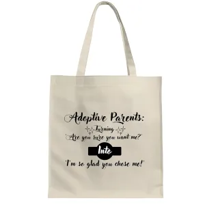 Gift Idea for Adoptive Parents Turning Adoption day funny adoption foster to adopt Natural White Multicolor Canvas Tote Bag