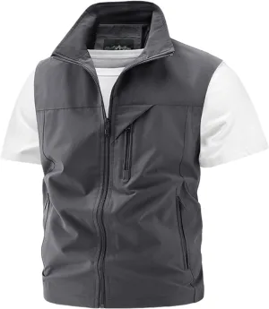 Gihuo Men's Lightweight Outdoor Travel Vest Full Zip Casual Lightweight Work Vest