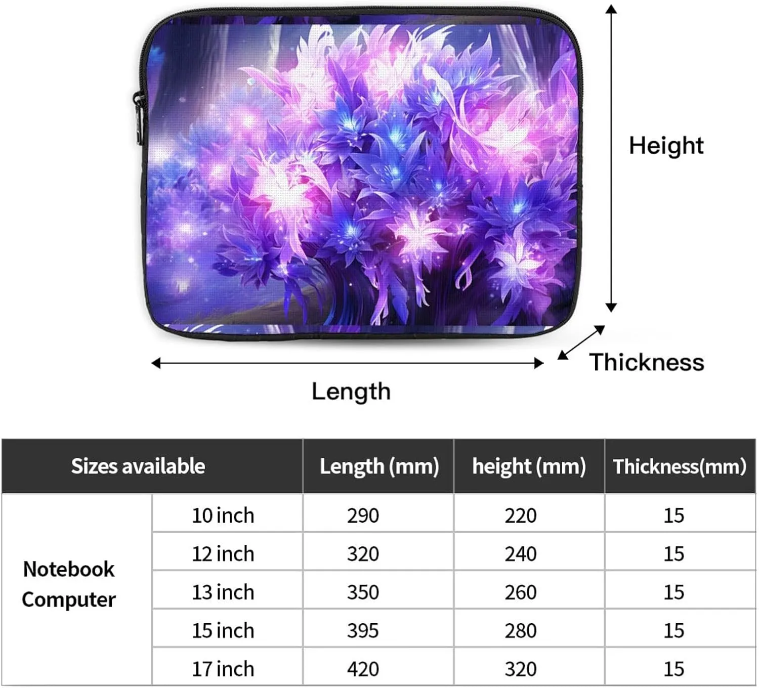 Glowing Flower Pile Laptop Inner Bag Laptop Sleeve Case Briefcase Carrying Laptop Cover