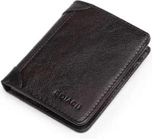 GOIACII Stylish Men's Genuine Leather Wallet Purse Pouch Spacious RFID Blocking Bifold Soft 2 ID Windows 9 Credit Debit Card Holder with Gift Box (Coffee) (148)