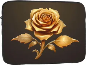 Gold Rose Pattern Shockproof Portable Laptop 13 inch Sleeve Bag for Men and Women - Ideal for Business Travel, School, and Daily Use