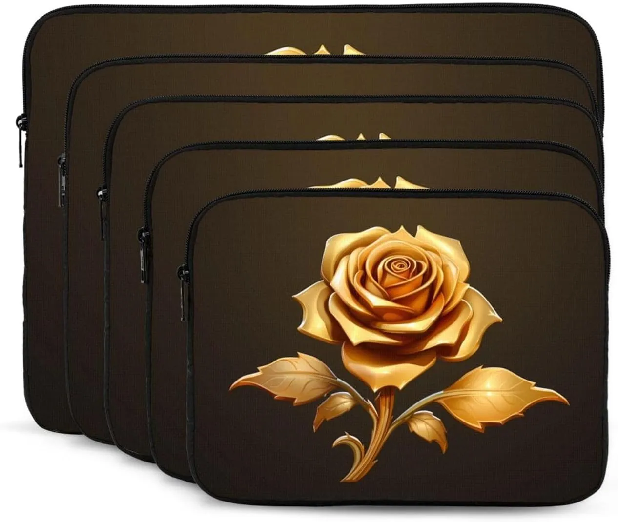 Gold Rose Pattern Shockproof Portable Laptop 13 inch Sleeve Bag for Men and Women - Ideal for Business Travel, School, and Daily Use