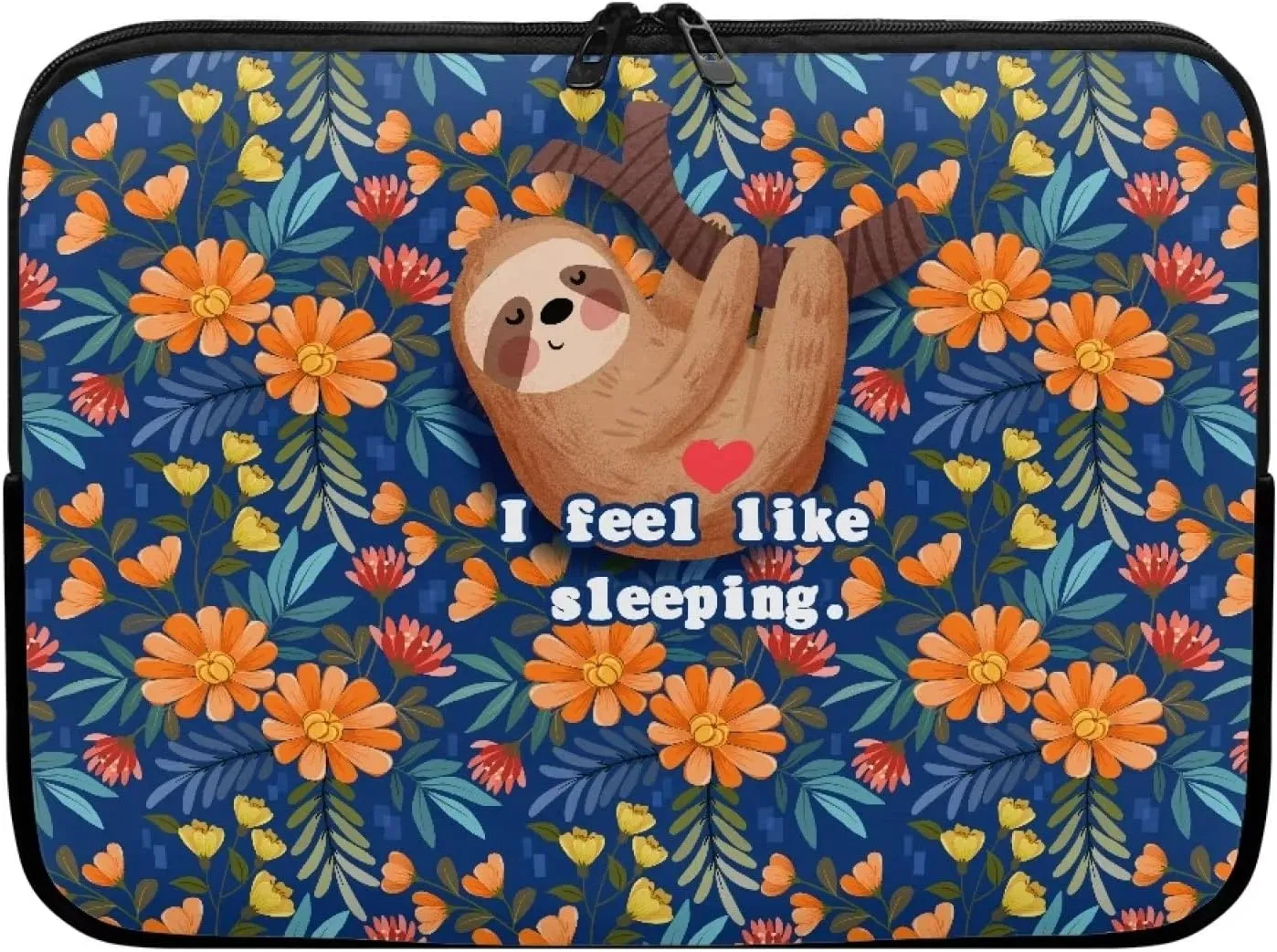 Gomyblomy Sloth & Flowers Portable Computer Bag, Waterproof and Shockproof Laptop Sleeve 10-17 Inch, Laptop Decoration for Women Girls