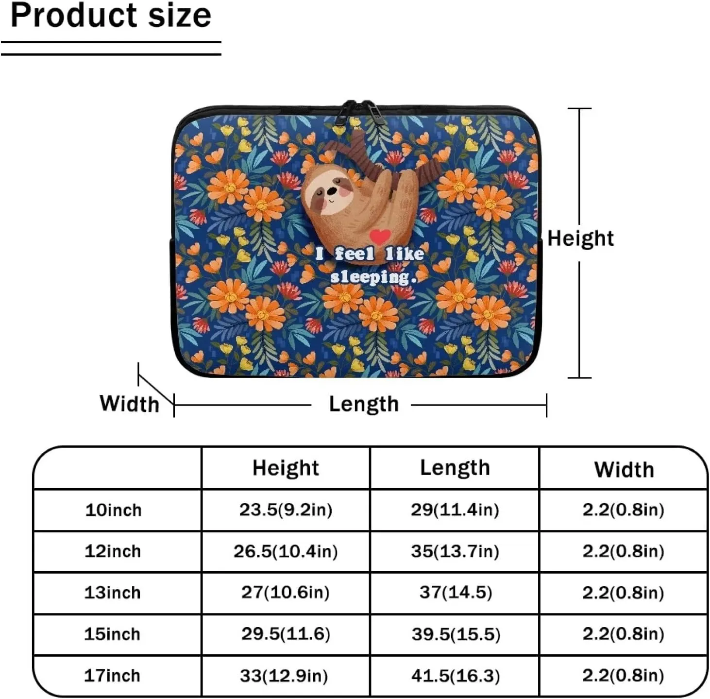 Gomyblomy Sloth & Flowers Portable Computer Bag, Waterproof and Shockproof Laptop Sleeve 10-17 Inch, Laptop Decoration for Women Girls