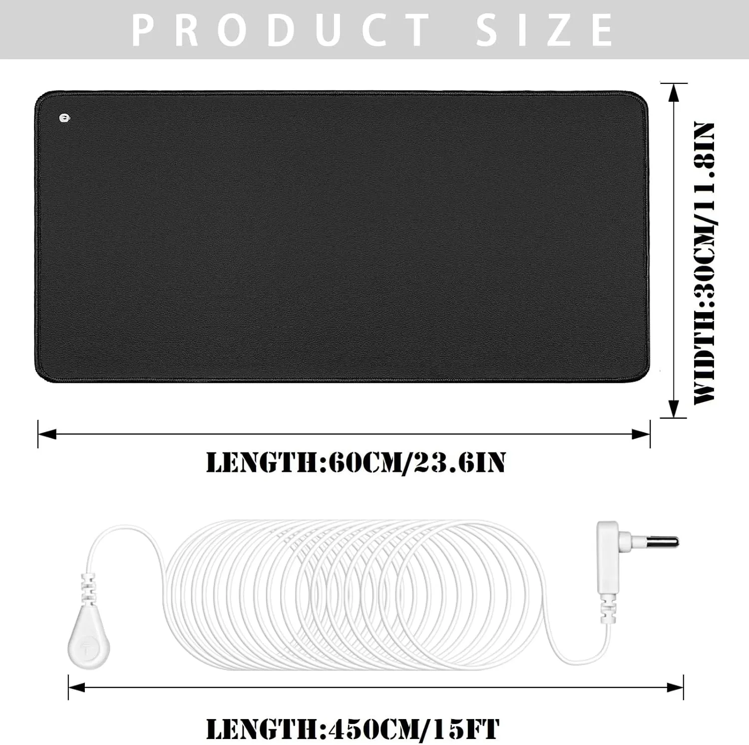 Grounding Mat Foot Pad Grounded Mats 11.8x23.6 Inch Grounding Mat for Desk Laptop with Cord Better Sleep,Balance