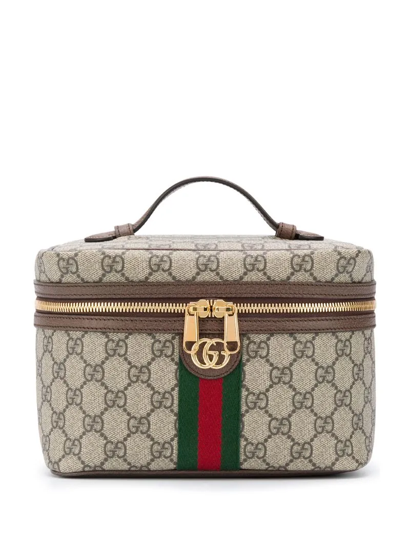 Gucci - GG canvas beauty case - women - Calf Leather - One Size - Brown