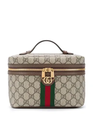 Gucci - GG canvas beauty case - women - Calf Leather - One Size - Brown